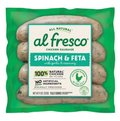 Al Fresco Spinach & Feta Chicken Sausage, 11 oz