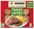 Jimmy Dean Fully Cooked Turkey Sausage Patties, 8 count, 9.6 oz
