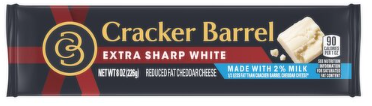 Cracker Barrel Extra Sharp White Reduced Fat Cheddar Cheese, 8 oz