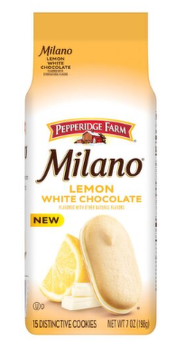 Pepperidge Farm Milano Lemon White Chocolate Distinctive Cookies, 15 count, 7 oz