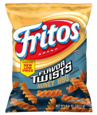 Fritos Flavor Twists Corn Snacks Honey BBQ Flavored 9 1/4 Oz
