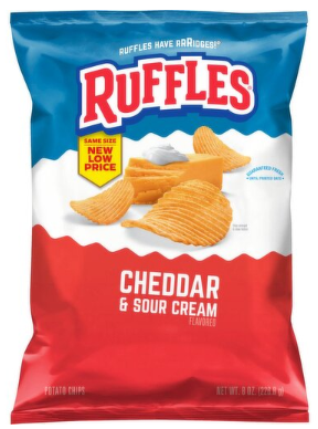 Ruffles Potato Chips Cheddar & Sour Cream Flavored 8 Oz