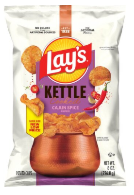 Lay's Kettle Cooked Potato Chips Cajun Spice Flavored 8 Oz