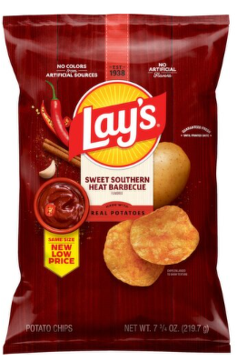 Lay's Potato Chips Sweet Southern Heat Barbecue Flavored 7 3/4 Oz