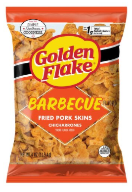 Golden Flake Barbecue Flavored Chicharrones Fried Pork Skins, 4 oz