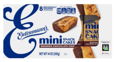 Entenmann's Baker's Delights Mini Brownie Chocolate Chip Cakes, 8 count