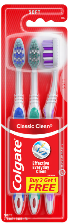 3-ct. Pack Colgate Classic Clean(TM) Soft-Bristle Toothbrushes