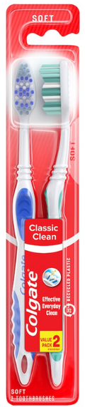 Colgate Classic Clean Full Head Toothbrush, Soft - 2 Ct.