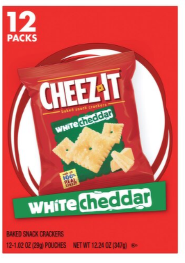 Cheez-It White Cheddar Baked Snack Crackers, 1.02 oz, 12 count