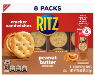 Nabisco Ritz Peanut Butter Flavored Filling Cracker Sandwiches, 1.38 oz, 8 count