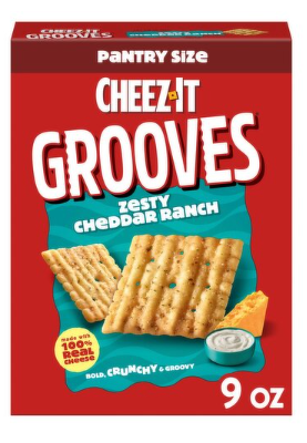 Cheez-It Grooves Zesty Cheddar Ranch Crunchy Snack Crackers Pantry Size, 9 oz