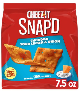 Cheez-It Snap'd Cheddar Sour Cream & Onion Cheesy Baked Snacks, 7.5 oz