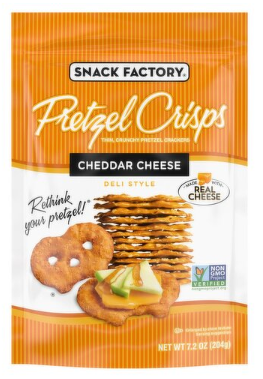 Snack Factory Pretzel Crisps Cheddar Cheese Deli Style Pretzel Crackers, 7.2 oz