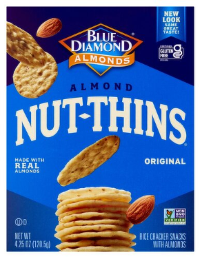 Blue Diamond Almonds Nut-Thins Almond Original Rice Cracker Snacks with Almonds, 4.25 oz