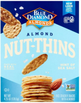 Blue Diamond Almonds Nut-Thins Hint of Sea Salt Rice Crackers Snacks with Almonds, 4.25 oz