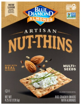 Blue Diamond Almonds Artisan Nut-Thins Multi-Seeds Rice Cracker Snacks with Almonds, 4.25