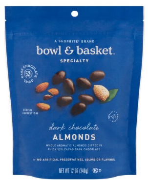 Bowl & Basket Specialty Dark Chocolate Almonds, 12 oz