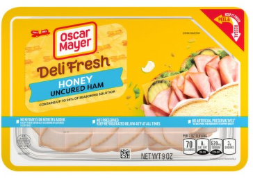 Oscar Mayer Deli Fresh Honey Uncured Ham, 9 oz