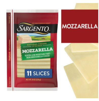 Sargento Sliced Mozzarella Natural Cheese, 11 count, 8 oz