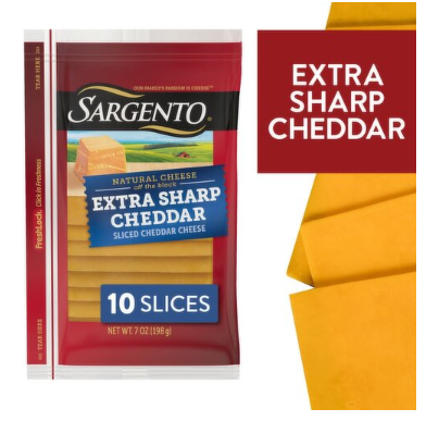 Sargento Sliced Extra Sharp Natural Cheddar Cheese, 10 count, 7 oz