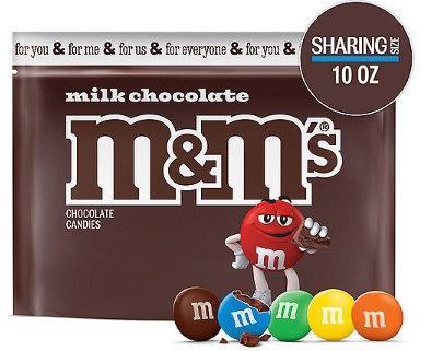 M&M's Milk Chocolate Candies Sharing Size, 10.0 oz