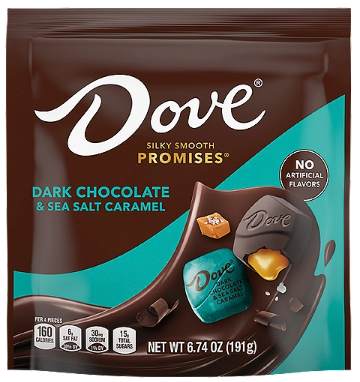 DOVE PROMISES, Sea Salt And Caramel Dark Chocolate Candy, 7.61 Oz Bag