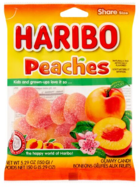 Haribo Peaches Gummy Candy Share Size, 5.29 oz