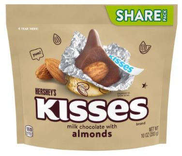 Hershey's Kisses Milk Chocolate with Almonds Share Pack, 10 oz