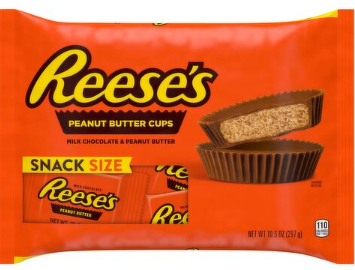 REESE'S Milk Chocolate Snack Size Peanut Butter Cups, Candy Bag, 10.5 oz