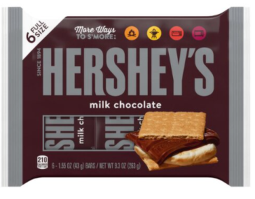 Hershey's Milk Chocolate Bars Full Size, 1.55 oz, 6 count