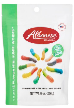 Albanese Sour 12 Flavor Mini Gummi Worms, 8 oz
