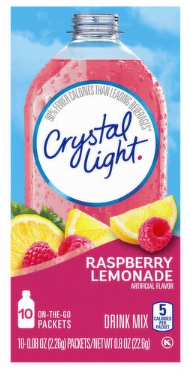 Crystal Light Raspberry Lemonade Drink Mix, 0.08 oz, 10 count