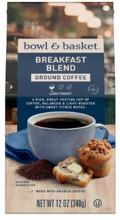 Bowl & Basket Breakfast Blend Light Roast Ground Coffee, 12 oz