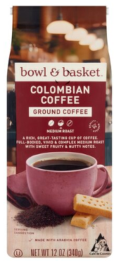 Bowl & Basket Colombian Medium Roast Ground Coffee, 12 oz