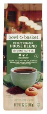 Bowl & Basket Decaffeinated House Blend Medium Roast Ground Coffee, 12 oz