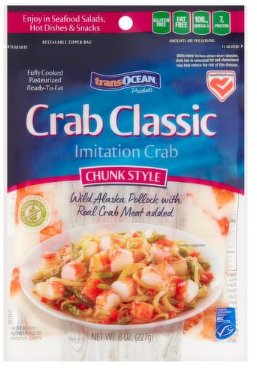 Trans Ocean Chunk Style Classic Imitation Crab, 8 oz